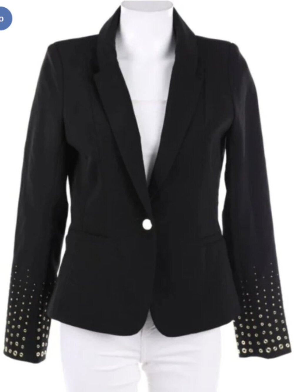 Zara Black Single-Button Blazer with Stud Embellished Cuffs